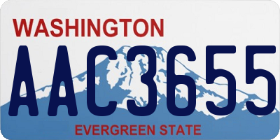 WA license plate AAC3655