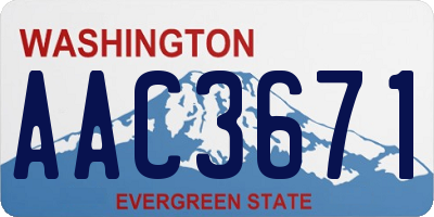 WA license plate AAC3671