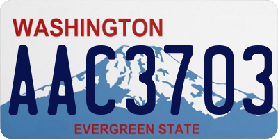 WA license plate AAC3703
