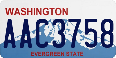 WA license plate AAC3758