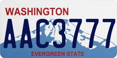 WA license plate AAC3777