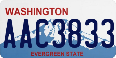 WA license plate AAC3833