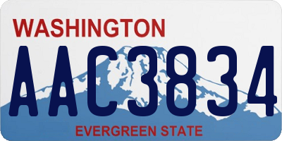 WA license plate AAC3834