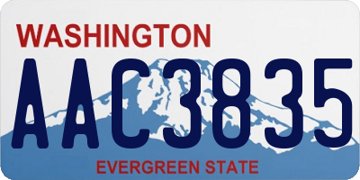 WA license plate AAC3835