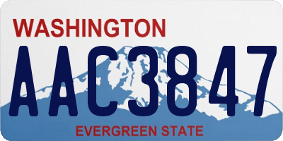 WA license plate AAC3847