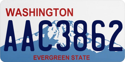 WA license plate AAC3862
