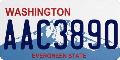 WA license plate AAC3890