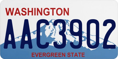WA license plate AAC3902