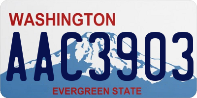 WA license plate AAC3903