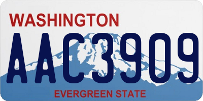 WA license plate AAC3909