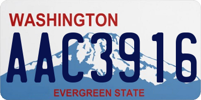 WA license plate AAC3916