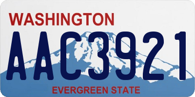 WA license plate AAC3921