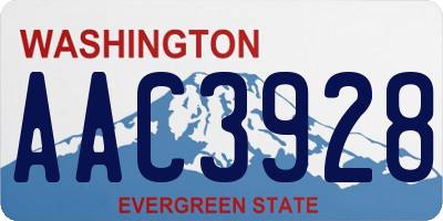 WA license plate AAC3928