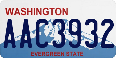 WA license plate AAC3932