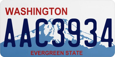 WA license plate AAC3934