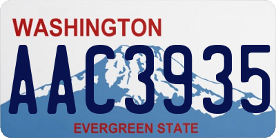 WA license plate AAC3935