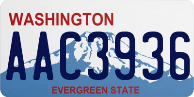 WA license plate AAC3936