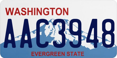 WA license plate AAC3948