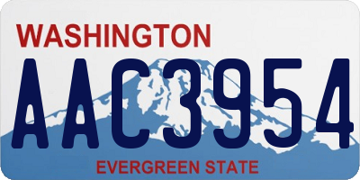 WA license plate AAC3954