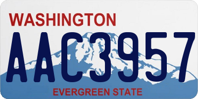 WA license plate AAC3957