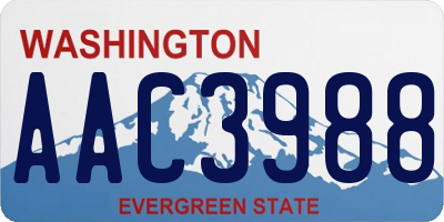 WA license plate AAC3988