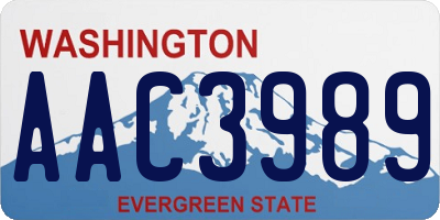 WA license plate AAC3989