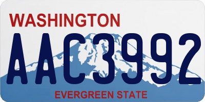 WA license plate AAC3992