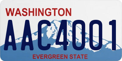 WA license plate AAC4001