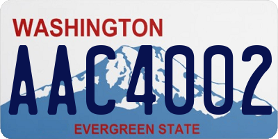 WA license plate AAC4002