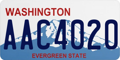 WA license plate AAC4020