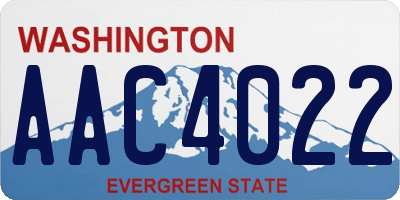 WA license plate AAC4022