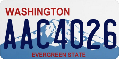 WA license plate AAC4026