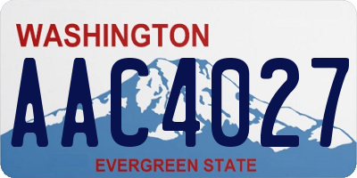 WA license plate AAC4027