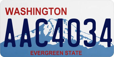 WA license plate AAC4034
