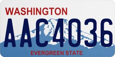 WA license plate AAC4036