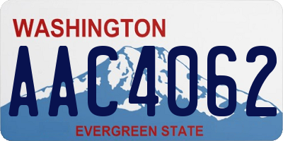 WA license plate AAC4062