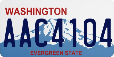 WA license plate AAC4104