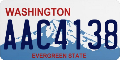 WA license plate AAC4138