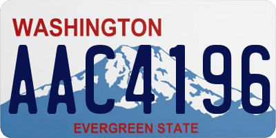 WA license plate AAC4196