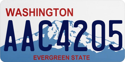 WA license plate AAC4205