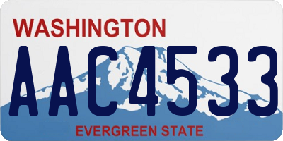 WA license plate AAC4533