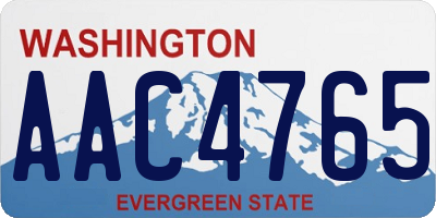 WA license plate AAC4765