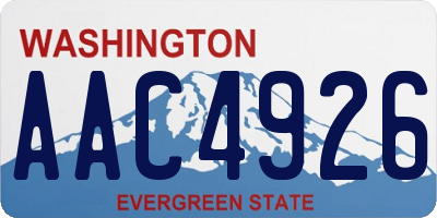 WA license plate AAC4926