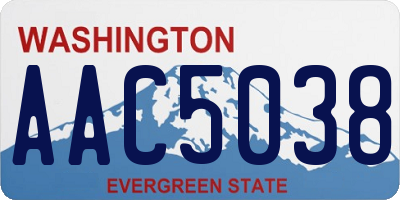 WA license plate AAC5038
