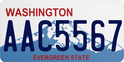 WA license plate AAC5567