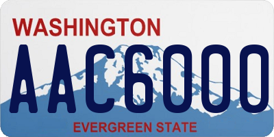 WA license plate AAC6000