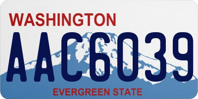 WA license plate AAC6039