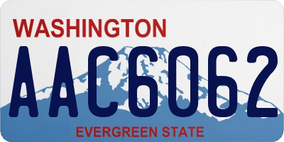 WA license plate AAC6062