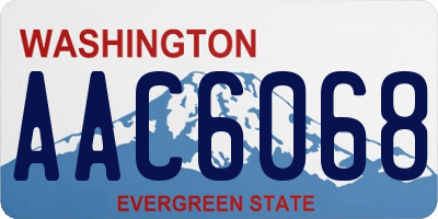 WA license plate AAC6068