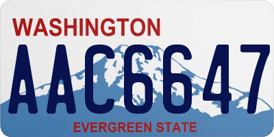 WA license plate AAC6647